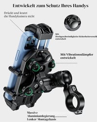Suport telefon cu amortizor de vibrații BRCOVAN pentru motocicletă, bicicletă și scuter, suport de ghidon rotativ la 360 de grade cu sistem antifurt, pentru telefoane de 5.4-7.2 inchi 5