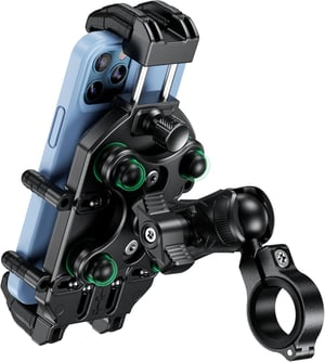Suport telefon cu amortizor de vibrații BRCOVAN pentru motocicletă, bicicletă și scuter, suport de ghidon rotativ la 360 de grade cu sistem antifurt, pentru telefoane de 5.4-7.2 inchi