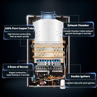BreeRainz 16L Gázüzemű Pillanatvízmelegítő 32KW LPG Propán Bután Zuhanyfejjel 5