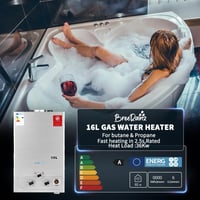 BreeRainz 16L Gázüzemű Pillanatvízmelegítő 32KW LPG Propán Bután Zuhanyfejjel 2