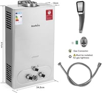 BreeRainz 20L/perc Gázüzemű Pillanatvízmelegítő 40kW Propán LPG Alacsony Nyomásindítás 7
