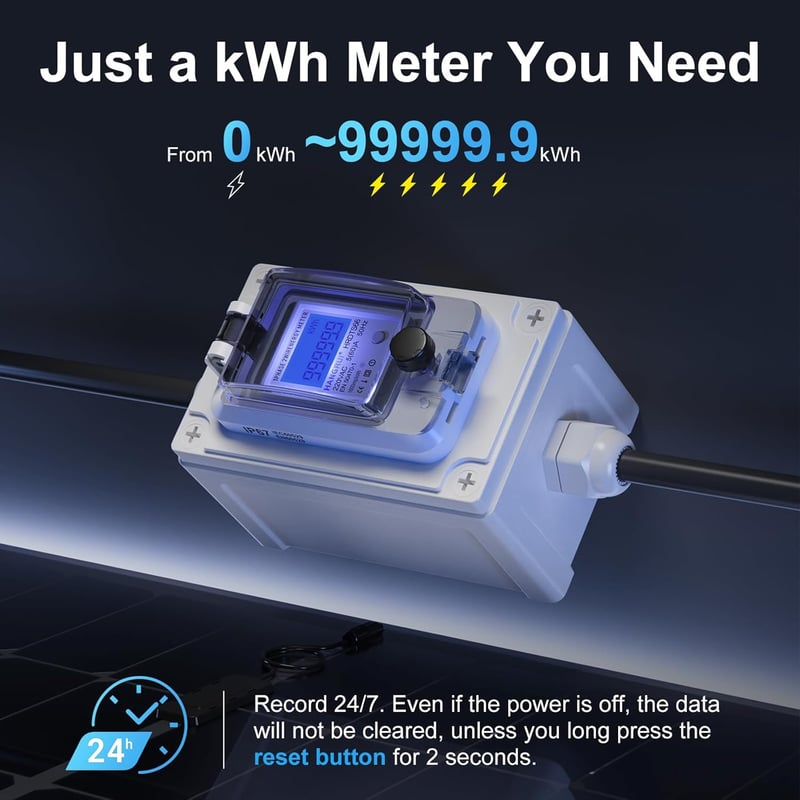 BreeRainz 60A 230V digitális áramfogyasztás mérő IP67 vízálló CEE Schuko csatlakozóval
