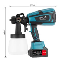 Pistol de vopsit electric cu acumulator BreeRainz, 21V, cu 2 acumulatori de 3,0Ah, 5 duze din cupru, 3 moduri de pulverizare, pentru mobilă, garduri, pereți, terase 7