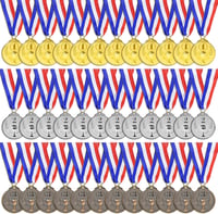 Brelet fém sportérem nyakszalaggal, arany-ezüst-bronz - kb. 5 cm átmérő - 36 db 1