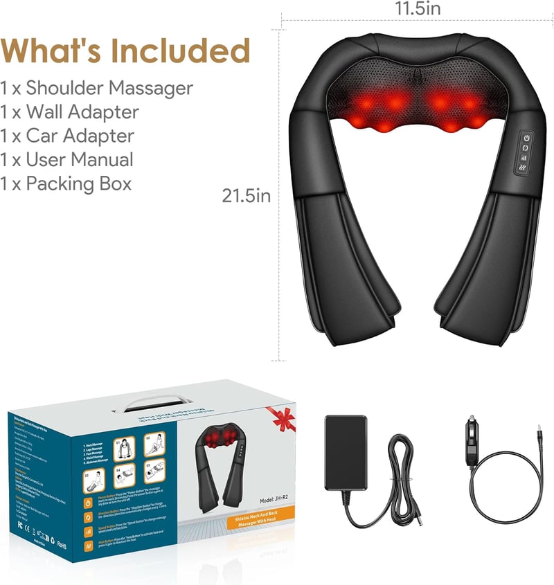Brelley 3D Shiatsu nyak- és hátmasszírozó melegítéssel