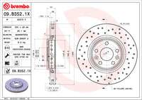Brembo Xtra 09.B352.1X Predný vŕtaný brzdový kotúč – 1 ks 2