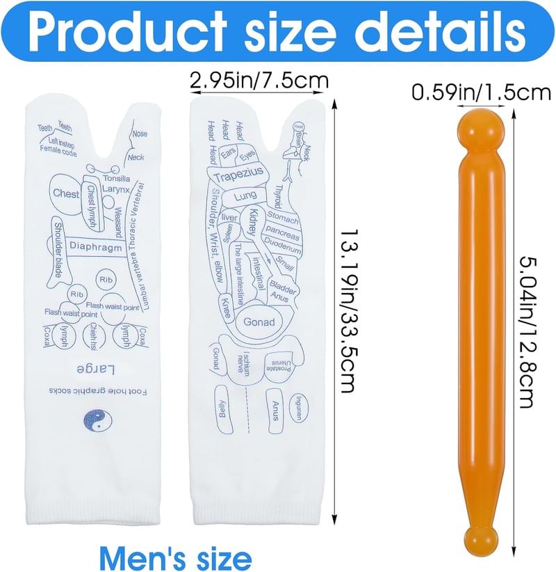 Bremorou Reflexzónás Akupresszúrás Zokni Férfiaknak - 2 db Talpmasszázs Zokni Akupunktúrás Nyomáspontokkal, 33,5 cm, Fekete