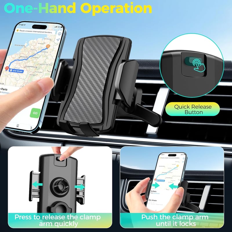 Brencco autós telefontartó szellőzőrácsra 360° forgatható univerzális 4-7 hüvelykes okostelefonokhoz - Mobile phone holder auto-V1