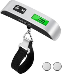 Brencco Digitális Bőröndmérleg 50kg, Háttérvilágított LCD Kijelzővel és Tara Funkcióval 1