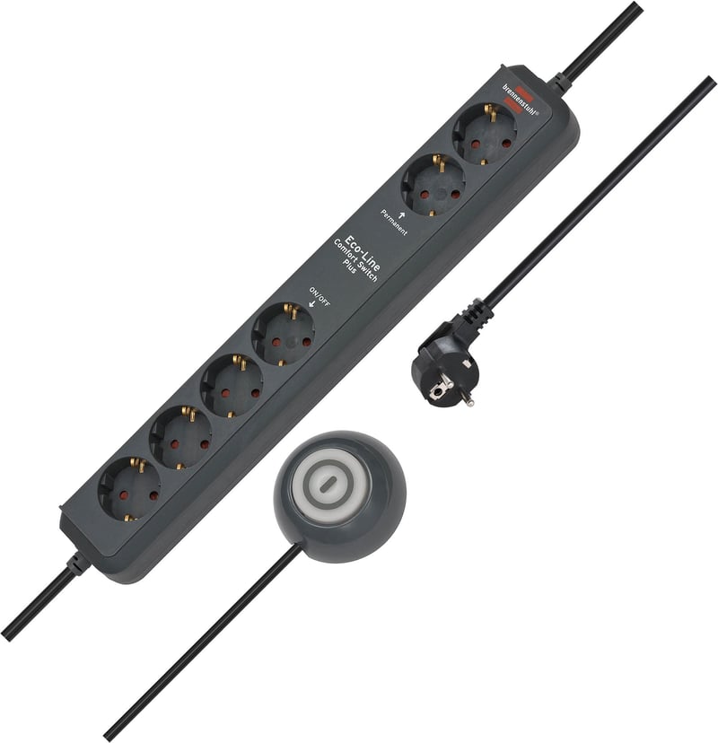 Multipriză Brennenstuhl Eco-Line Comfort Switch Plus, 6 prize, cu întrerupător