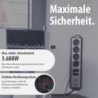 Brennenstuhl Estilo Corner 6-részes sarokcsatlakozó, 4 földelt + 2 Euro + 2 USB 6