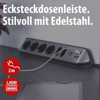 Brennenstuhl Estilo Corner 6-részes sarokcsatlakozó, 4 földelt + 2 Euro + 2 USB 2