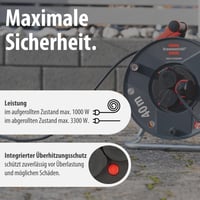 Brennenstuhl Garant V2 IP44 Vonkajší káblový bubon 40 m s káblom H05VV-F3G1.5, 3 zásuvkami s ochranným kontaktom, vyrobený v Nemecku 5