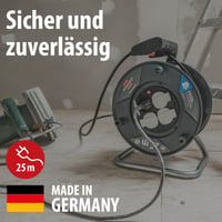 Káblový navijak Brennenstuhl Garant V2, 25 m kábel, čierny, 4 zásuvky s uzemnením, ochrana proti prehriatiu, Made in Germany 2
