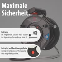 Káblový navijak Brennenstuhl Garant V2, 25 m kábel, čierny, 4 zásuvky s uzemnením, ochrana proti prehriatiu, Made in Germany 5
