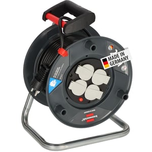 Káblový navijak Brennenstuhl Garant V2, 25 m kábel, čierny, 4 zásuvky s uzemnením, ochrana proti prehriatiu, Made in Germany