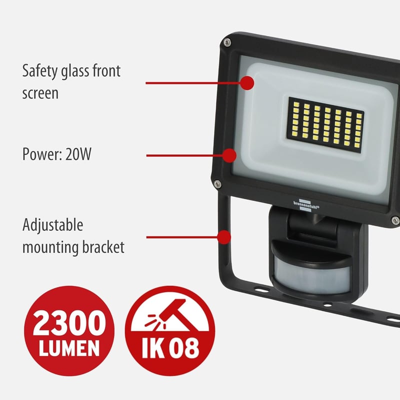 Brennenstuhl JARO 3060 P LED reflektor mozgásérzékelővel 20W IP65 - 2300lm (20W)