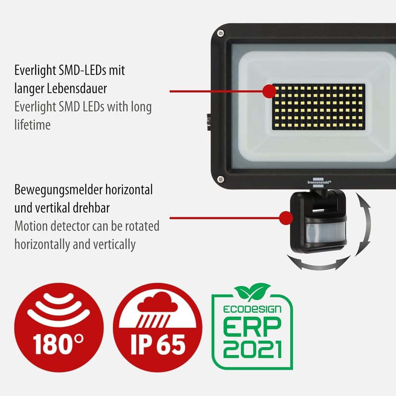 Brennenstuhl Jaro 7060 P LED reflektor mozgásérzékelővel 50W 5800lm IP65 - 5800 lm (50 W)