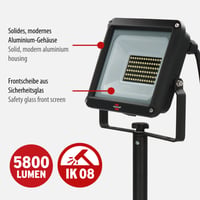 LED pracovné svetlo Brennenstuhl JARO 7060 T so stojanom, 50W, 5800 lm, 6500K, IP65, 5m kábel, čierne 3