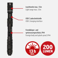Brennenstuhl LuxPremium TL 210 AF Akkus LED Zseblámpa Osram LED-del 200 lm 55 m Hatótáv 13 Óra Üzemidő IP44 Védelem 3