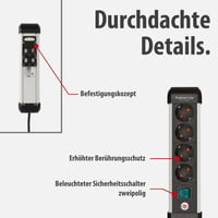 Prelungitor Brennenstuhl Premium-Alu-Line cu 4 prize, cablu de 1,8 m – multipriză de birou din aluminiu 4