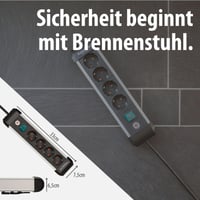 Prelungitor Brennenstuhl Premium-Alu-Line cu 4 prize, cablu de 1,8 m – multipriză de birou din aluminiu 7