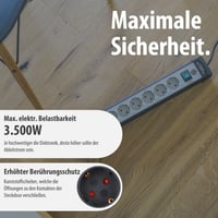 Predlžovací prívod Brennenstuhl Premium-Line, 8 zásuviek, s vypínačom, 5 m kábel, možnosť montáže na stenu, čierno-sivý, vyrobené v Nemecku 6