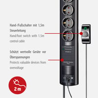 Prelungitor Brennenstuhl Primera-Tec Comfort Switch Plus cu 7 prize, întrerupător și protecție la supratensiune, negru 3