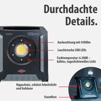 Brennenstuhl Professional Multi Battery LED akumulátorový stavebný reflektor 4000 MA – 40W, 4500 lm, IP65, kompatibilný s 18V akumulátormi 10 výrobcov 4
