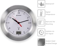 Bresser MyTime Bath fürdőszobai fali óra hőmérővel és rádiójel vezérléssel - Single, White, Radio controlled clock 6