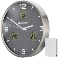Bresser MyTime io NX Funk rádióvezérelt falióra hőmérővel és páratartalom-mérővel, 30 cm, szürke 1