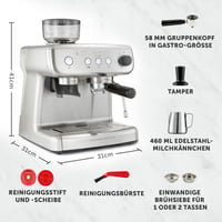 Espressor cu pârghie Breville VCF126X Barista Max cu râșniță încorporată și spumator de lapte, rezervor de apă 2,8 L, 15 bari, oțel inoxidabil 7