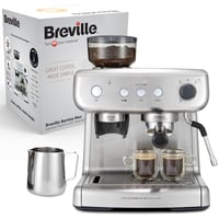 Espressor cu pârghie Breville VCF126X Barista Max cu râșniță încorporată și spumator de lapte, rezervor de apă 2,8 L, 15 bari, oțel inoxidabil 1