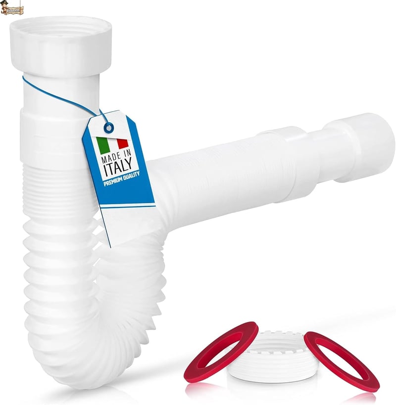 BricoLoco.com Szifon Lefolyócső Flexibilis Univerzális 32-40mm Fehér