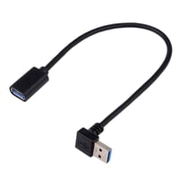 BRIEFCEC USB 3.0 Adapter Kábel 90 Fokos Hajlított Csatlakozó 30cm Fekete Laptop PC TV PS4 Hub Kompatibilis 2 Darabos Csomag 4