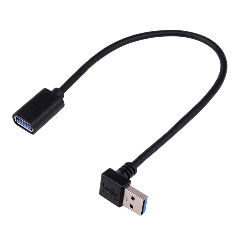 BRIEFCEC USB 3.0 Adapter Kábel 90 Fokos Hajlított Csatlakozó 30cm Fekete Laptop PC TV PS4 Hub Kompatibilis 2 Darabos Csomag