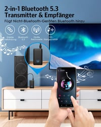 Brifit Bluetooth Adapter 5.3 Adó-Vevő 2in1 TV Hanghoz, 3.5mm Jack Aux Vezeték Nélküli Átalakító Fejhallgató Hangszóró Sztereó 2