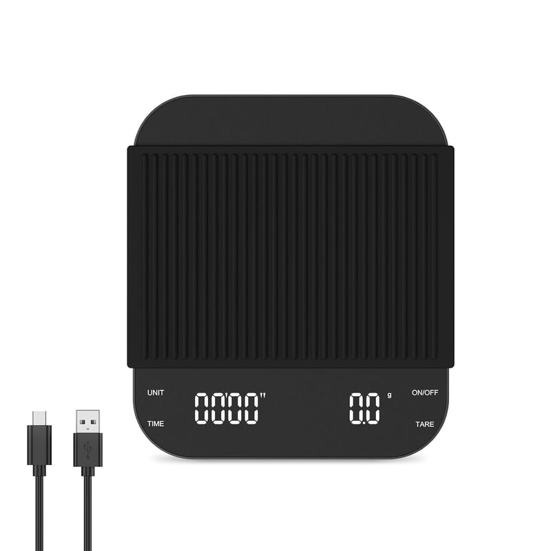 Brifit Kávé Mérleg Időzítővel - 3kg/0,1g Precíziós Konyhai Digitális Mérleg, LED Kijelző, USB Tölthető, Tára Funkcióval, Érintőgombos