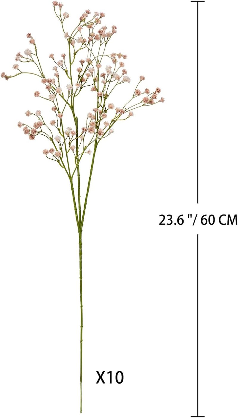 Briful 10 db Élethű Selyem Gypsophila Művirág Csokor - Időjárásálló Bézs Dekoráció Esküvőre, Partikra és Virágrendezéshez, 60 cm