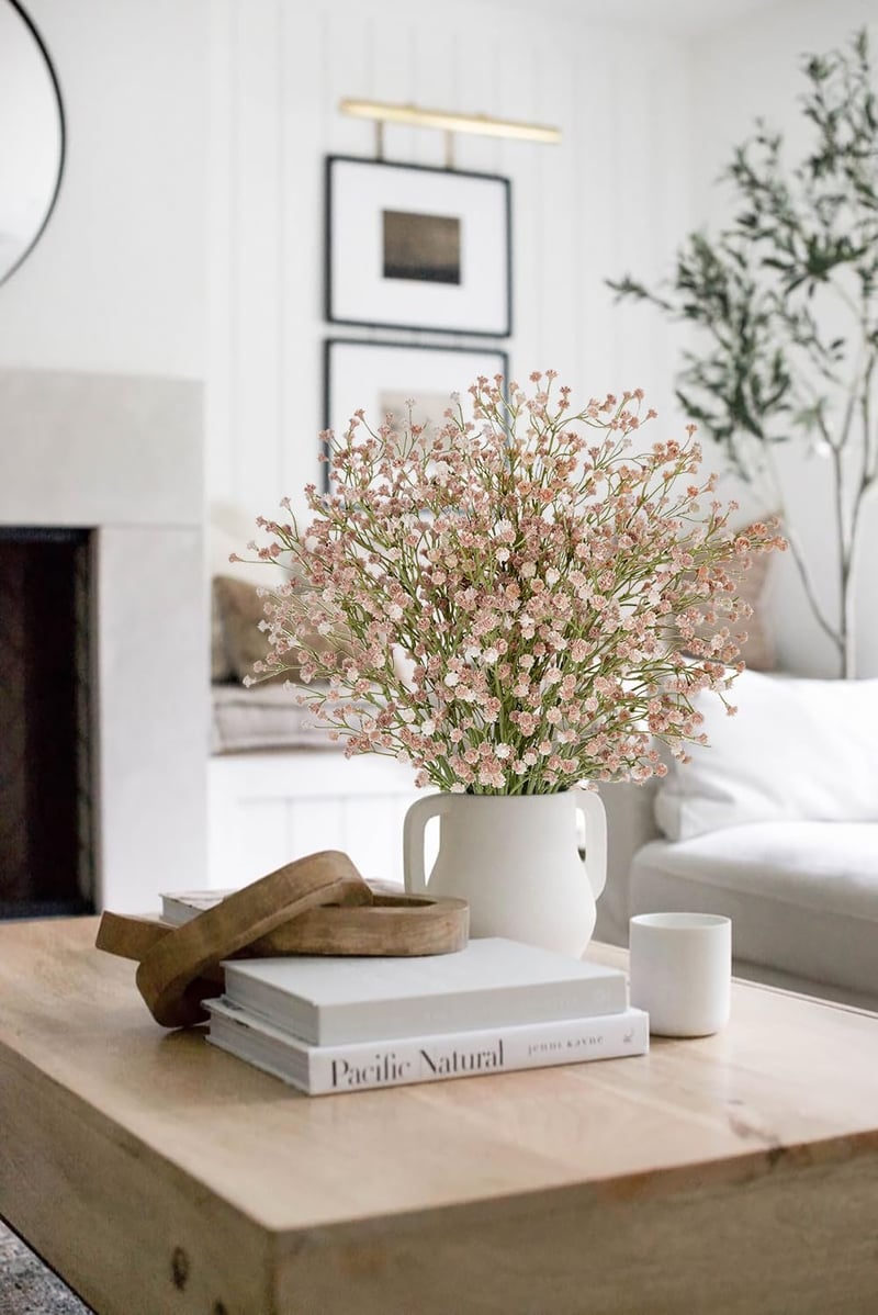 Briful 10 db Élethű Selyem Gypsophila Művirág Csokor - Időjárásálló Bézs Dekoráció Esküvőre, Partikra és Virágrendezéshez, 60 cm