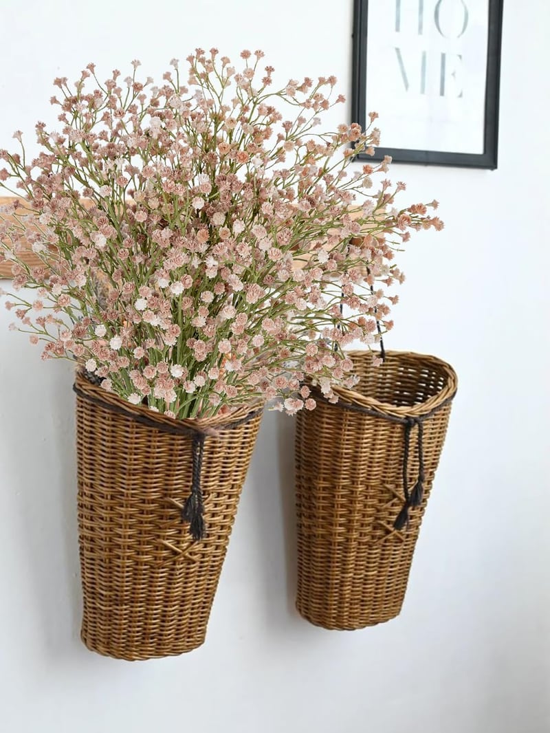Briful 10 db Élethű Selyem Gypsophila Művirág Csokor - Időjárásálló Bézs Dekoráció Esküvőre, Partikra és Virágrendezéshez, 60 cm