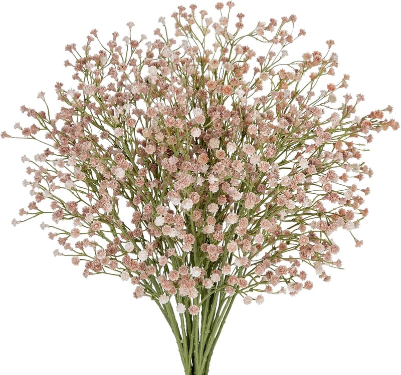 Briful 10 db Élethű Selyem Gypsophila Művirág Csokor - Időjárásálló Bézs Dekoráció Esküvőre, Partikra és Virágrendezéshez, 60 cm