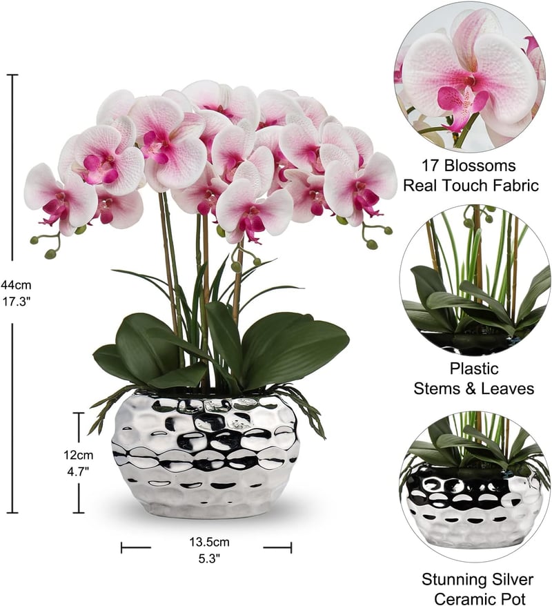 Briful 44 cm Phalaenopsis Orchidea Művirág Kerámia Kaspóban Otthon Dekorációhoz