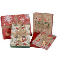 Briful Elegantni Set Božićnih Poklon Kutija 4 kom - Kutija za Pohranu s Poklopcem i Mašnom, Višebojna, Karton, 31,5x25x6,86 cm 1