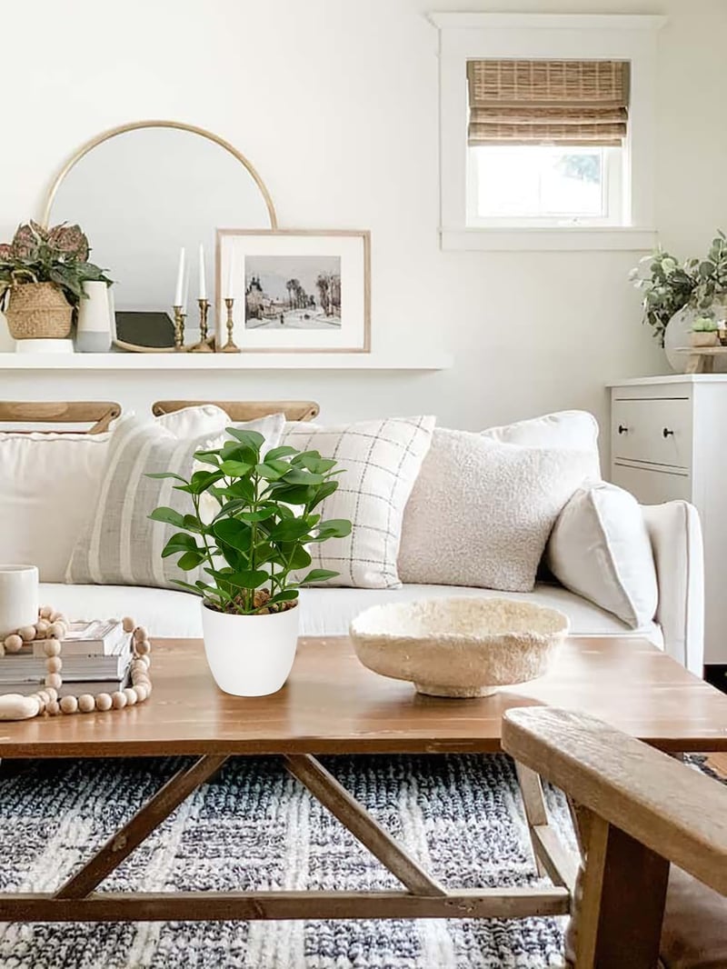 Briful Élethű Műnövény Szett - 2 db Kaspós Műficus Növény Lakásdekorációhoz, Fürdőszobába, Ablakpárkányra, Vízálló, 25 cm