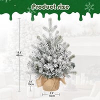 Briful Fehér Mini Karácsonyfa 48 cm - Asztali Műfenyő Dekoráció Irodába, Étterembe - Havas Hatású PVC Dísz Talppal 3