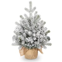 Briful Bijeli Mini Božićno drvce 48 cm - Stolna umjetna jelka, dekoracija za ured, restoran - PVC ukras s bazom, s efektom snijega 1