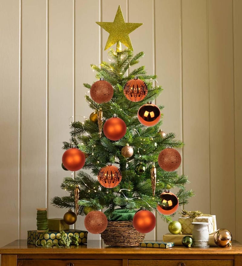 Briful Karácsonyi Gömbdísz Szett - 12 db Törhetetlen Narancssárga Műanyag Gömb (8 cm) - Karácsonyfa, Adventi Koszorú és Girland Dekoráció