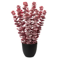 Umelá rastlina Briful eukalyptus v čierno-červenom kvetináči, 40 cm vysoká, realistická dekorácia do interiéru 1