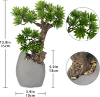 Briful Műbonsai Fa 35 cm - Élethű Műnövény Cement Cserépben, Vízálló Dekoráció Fürdőszobába, Irodába, Ablakpárkányra, Könnyű Műanyag 2